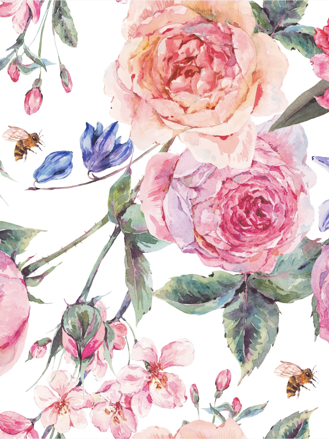 Roses and bees greeting card