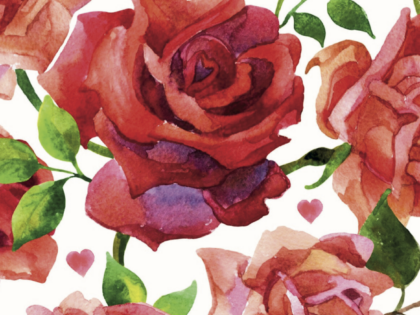 'Roses & Hearts' Greetings Card 'Roses & Hearts' Greetings Card Image