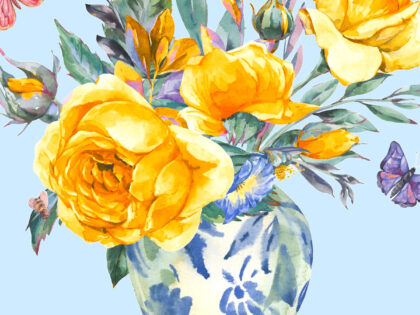 'Roses in Vase' Greetings Card 'Roses in Vase' Greetings Card Image