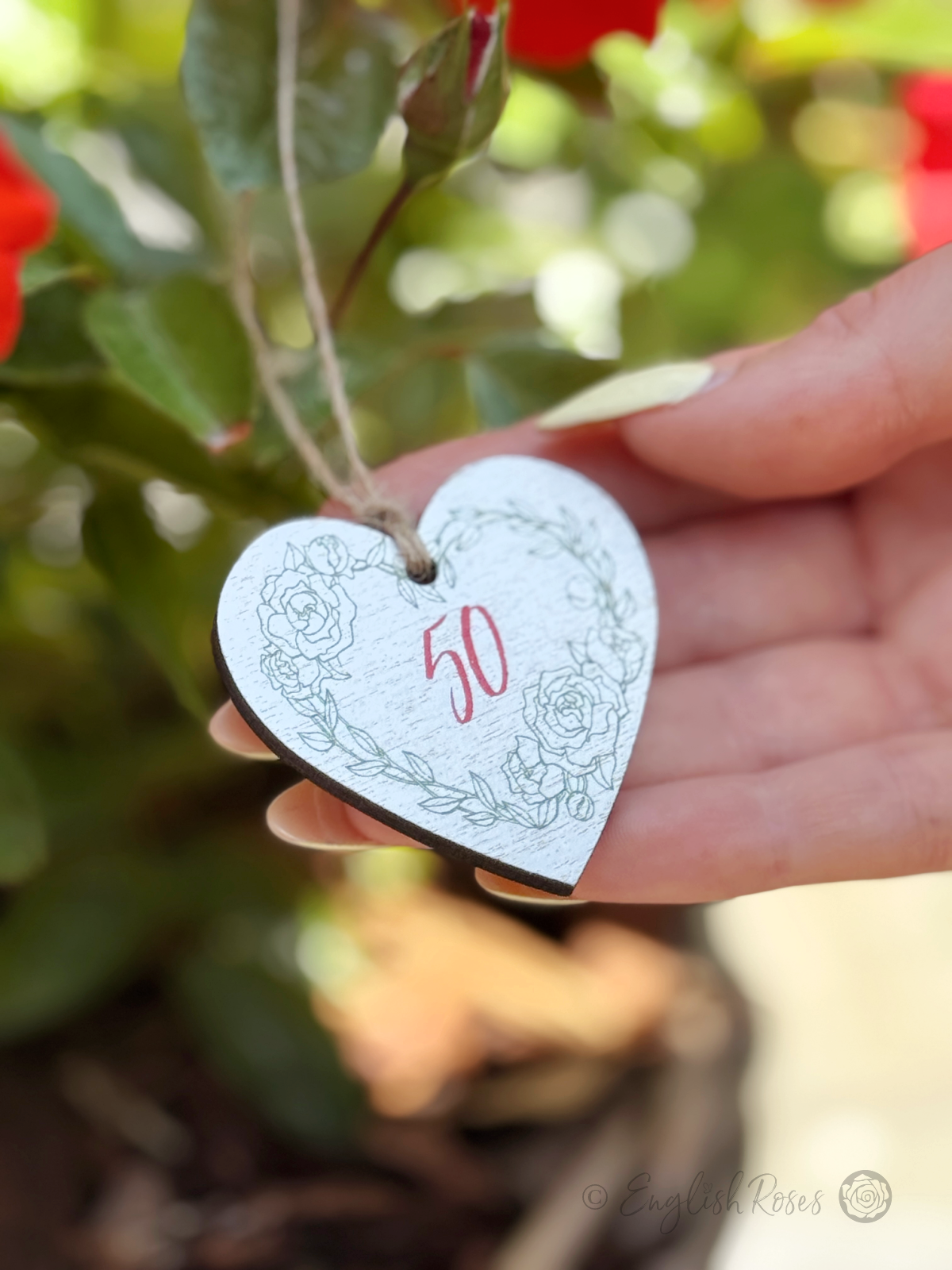 English Roses Wooden Gift Tag 50