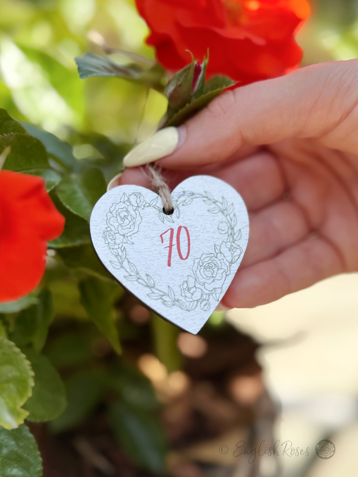 English Roses Wooden Gift Tag 70