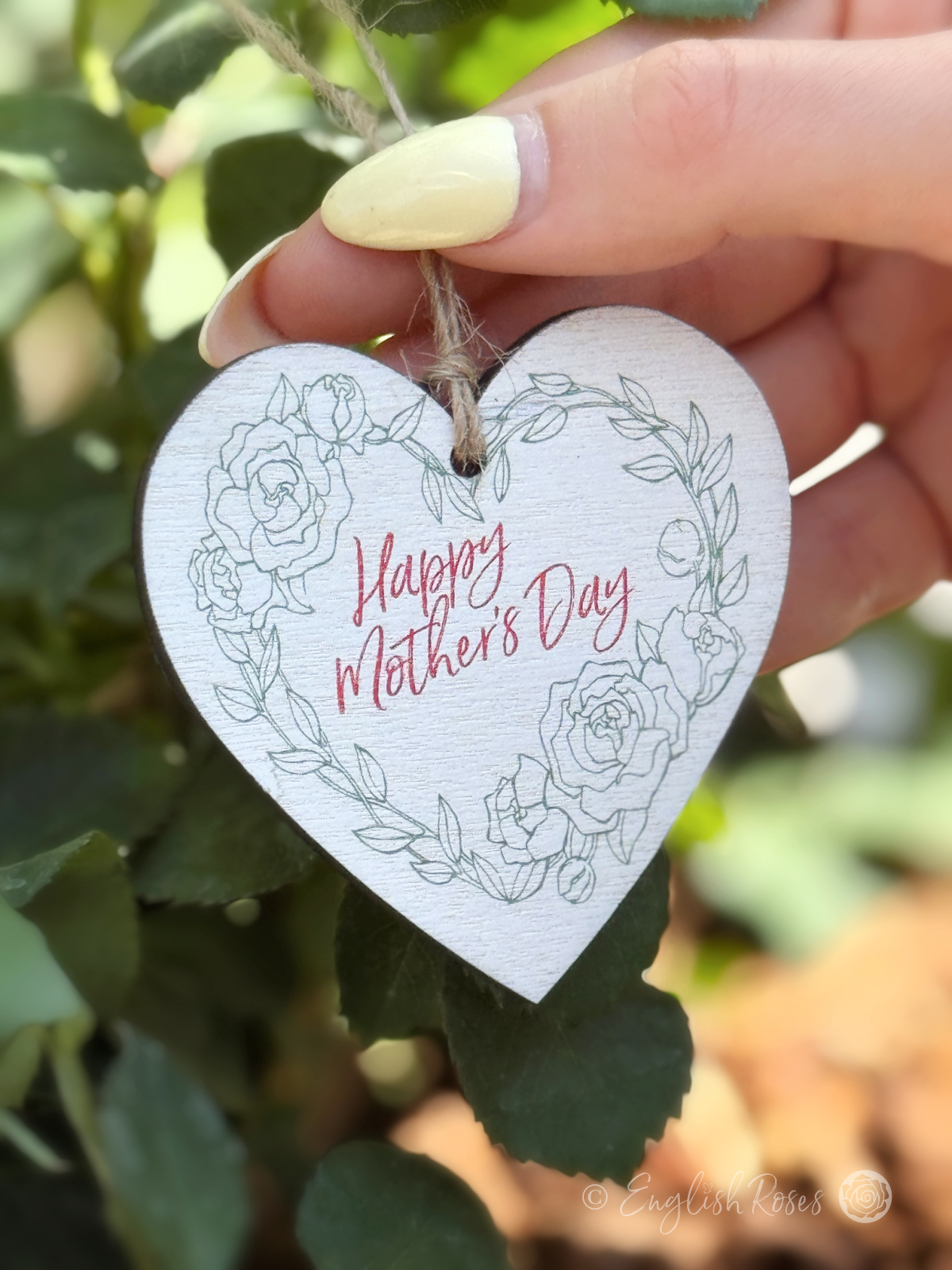 English Roses Wooden Happy Mother's Day Gift Tag