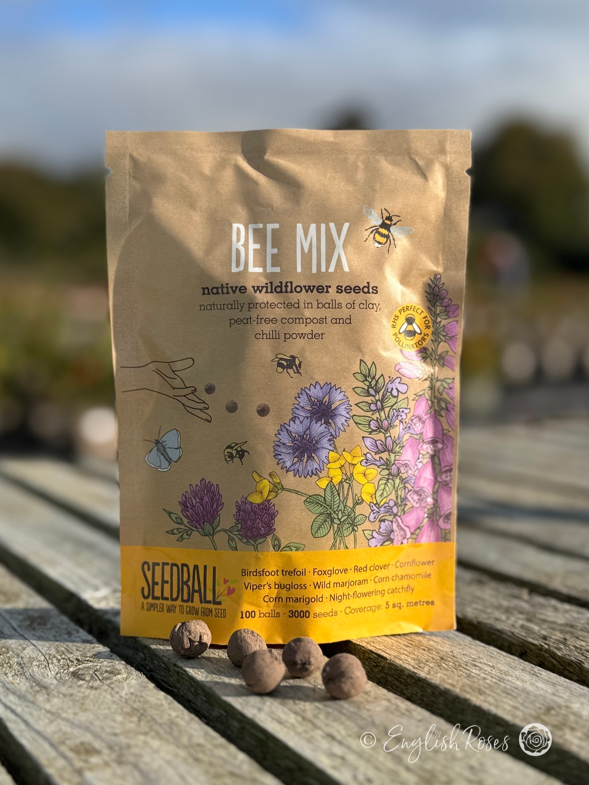 Bee Mix - Wildflower Seedball bag - Eco-friendly native wildflowers to attract bees