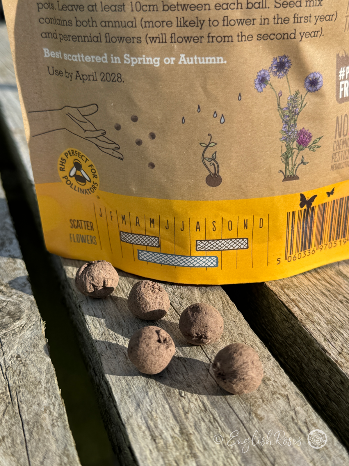 Bee Mix – Wildflower Seedball Bag 2 - close up of the clay seed balls