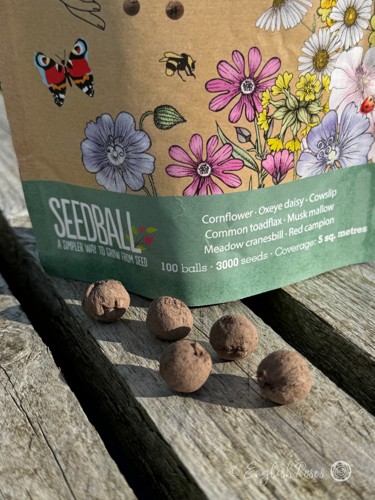 Wildflower Mix – Wildflower Seedball Bag 2 - close up of the clay seed balls