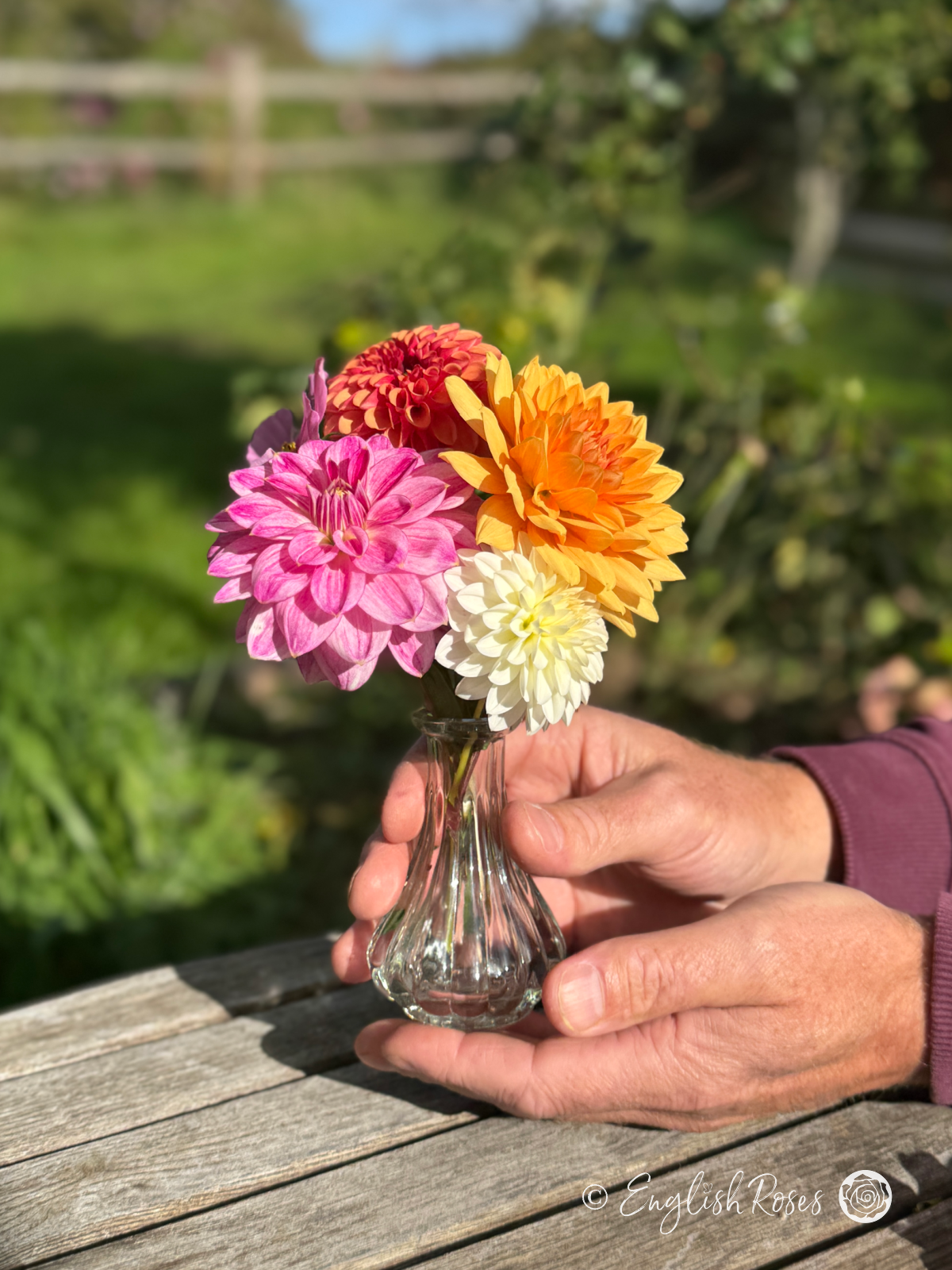 Recycled Glass Small Bud Vase - Hand holding the vase for scale