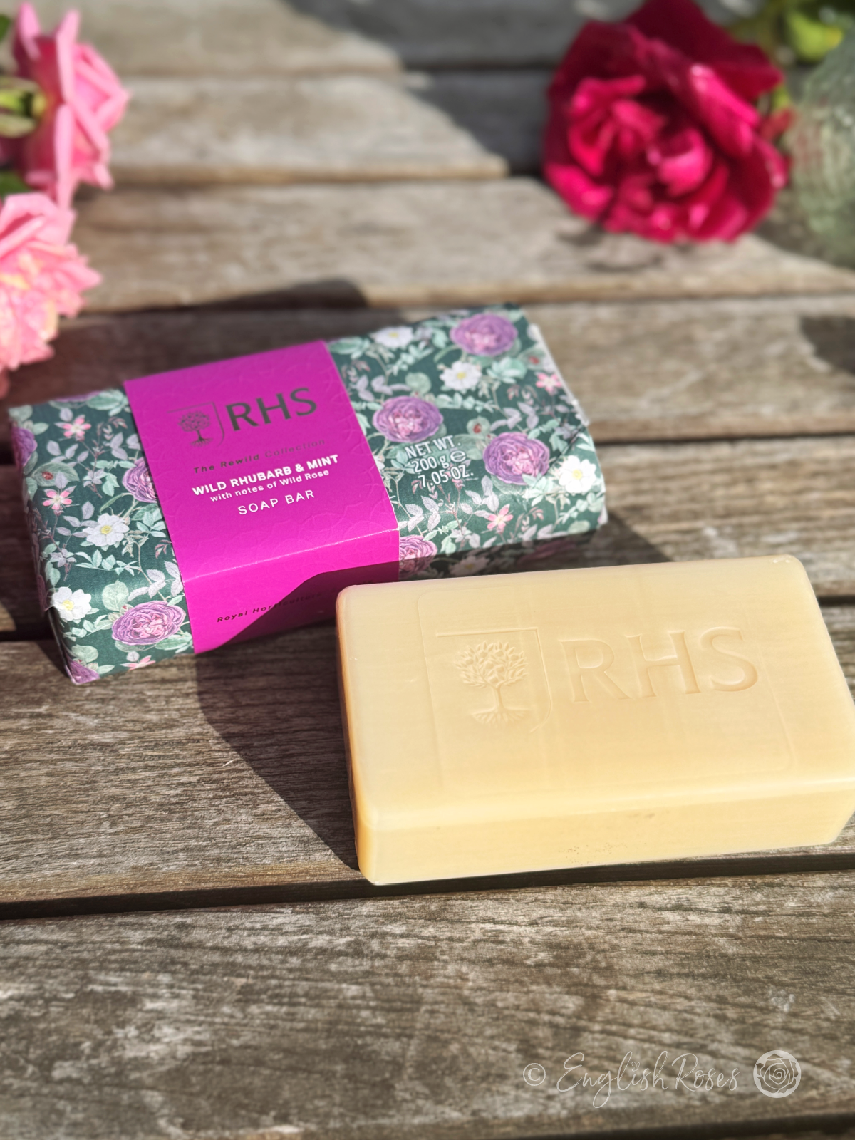 Soap Bar - Wild Rhubarb and Mint RHS The Rewild Collection - The bar of soap with paper packaging