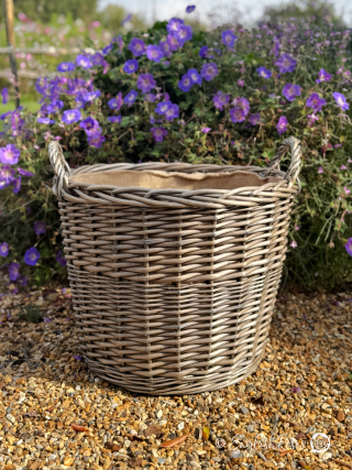 Willow Basket Planters Extra Extra Large XXL - An eco friendly patio willow basket planter in a sunny patio area