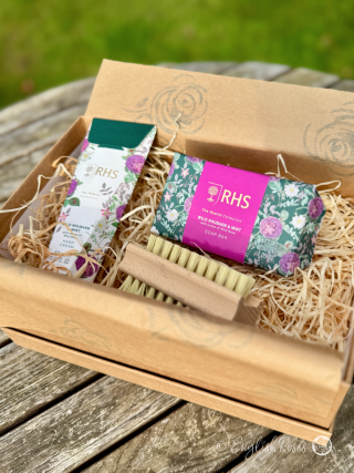 Gardener's Hand Care Essentials Trio Gift Set - WIld Rhubarb & Mint - RHS Rewild Collection - eco-friendly hand care set